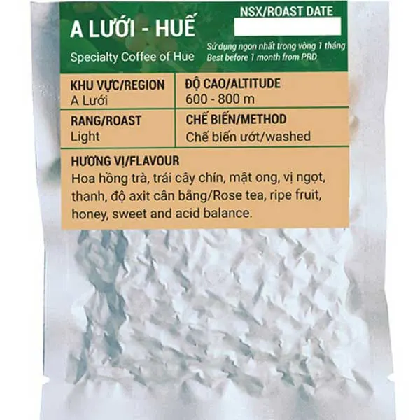 Cà phê đặc sản của Huế - Arabica Catimor A Lưới chế biến khô 18g